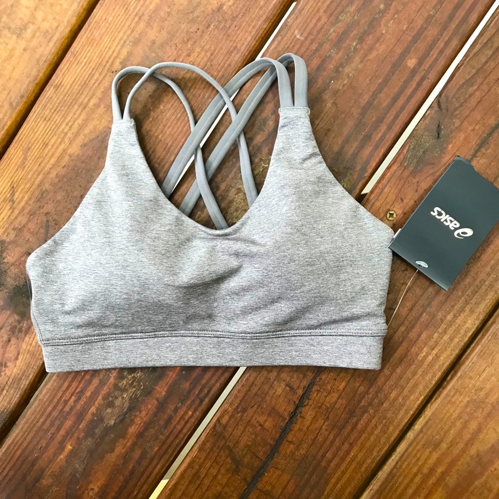 Asics XS Grey Sports Bra Crossback Strappy NWT